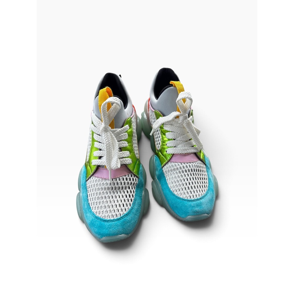 Moschino Teddy Shoes Size 38 Multi Color Mesh Suede Bubble Sole Sneakers Box
